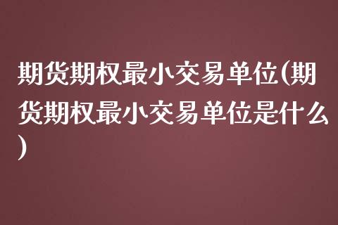 期货期权最小交易单位(期货期权最小交易单位是什么)_https://www.fcdydaikuan.com_恒指期货直播_第1张
