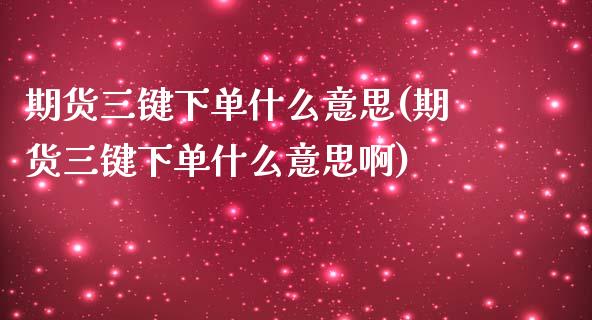期货三键下单什么意思(期货三键下单什么意思啊)_https://www.fcdydaikuan.com_黄金期货直播_第1张