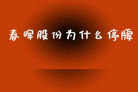 春晖股份为什么停牌_https://www.fcdydaikuan.com_恒指期货直播_第1张