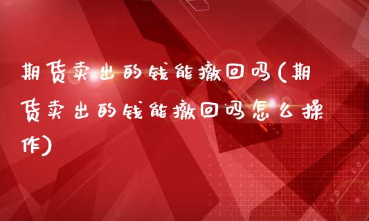 期货卖出的钱能撤回吗(期货卖出的钱能撤回吗怎么操作)_https://www.fcdydaikuan.com_恒生指数直播室_第1张