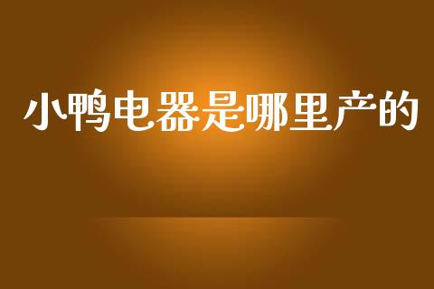 小鸭电器是哪里产的_https://www.fcdydaikuan.com_黄金期货直播_第1张