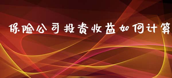 保险公司投资收益如何计算_https://www.fcdydaikuan.com_德指期货直播_第1张