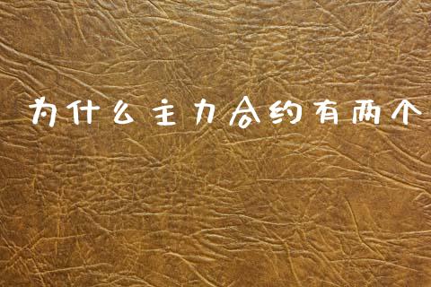 为什么主力合约有两个_https://www.fcdydaikuan.com_黄金期货直播_第1张
