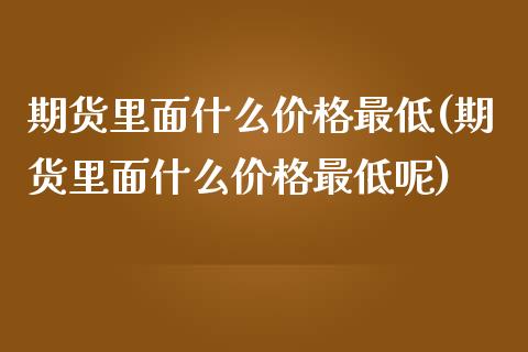 期货里面什么价格最低(期货里面什么价格最低呢)_https://www.fcdydaikuan.com_恒指期货直播_第1张
