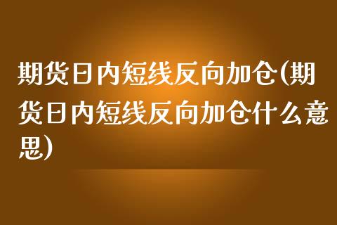 期货日内短线反向加仓(期货日内短线反向加仓什么意思)_https://www.fcdydaikuan.com_恒指期货直播_第1张