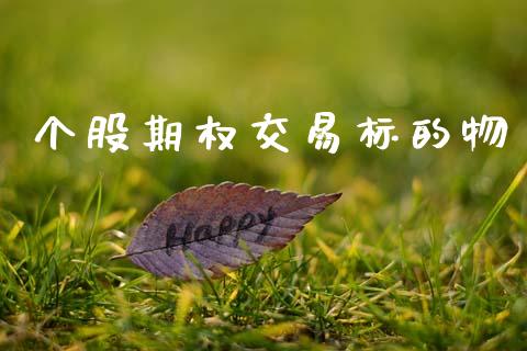 个股期权交易标的物_https://www.fcdydaikuan.com_德指期货直播_第1张