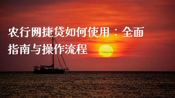 农行网捷贷如何使用：全面指南与操作流程_https://www.fcdydaikuan.com_黄金期货直播_第1张