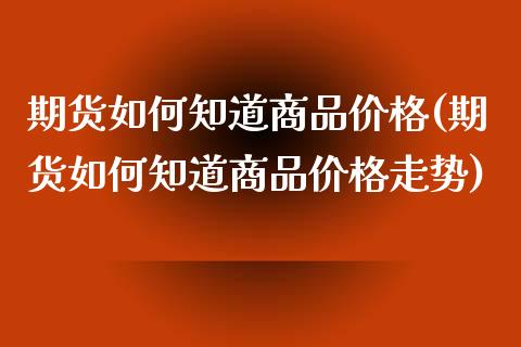 期货如何知道商品价格(期货如何知道商品价格走势)_https://www.fcdydaikuan.com_德指期货直播_第1张