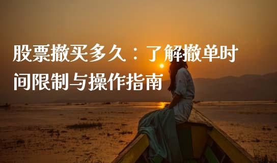 股票撤买多久：了解撤单时间限制与操作指南_https://www.fcdydaikuan.com_德指期货直播_第1张