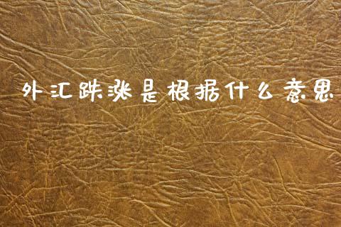 外汇跌涨是根据什么意思_https://www.fcdydaikuan.com_黄金期货直播_第1张
