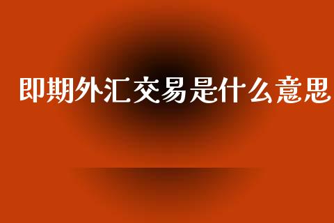 即期外汇交易是什么意思_https://www.fcdydaikuan.com_黄金期货直播_第1张