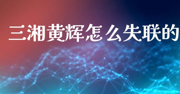 三湘黄辉怎么失联的_https://www.fcdydaikuan.com_恒生指数直播室_第1张