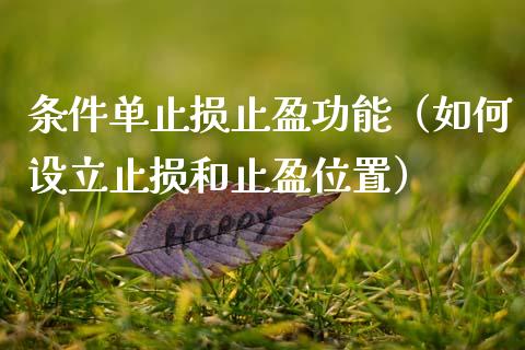 条件单止损止盈功能（如何设立止损和止盈位置）_https://www.fcdydaikuan.com_黄金期货直播_第1张
