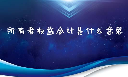 所有者权益合计是什么意思_https://www.fcdydaikuan.com_黄金期货直播_第1张
