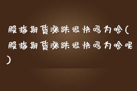 股指期货涨跌很快吗为啥(股指期货涨跌很快吗为啥呢)_https://www.fcdydaikuan.com_恒指期货直播_第1张