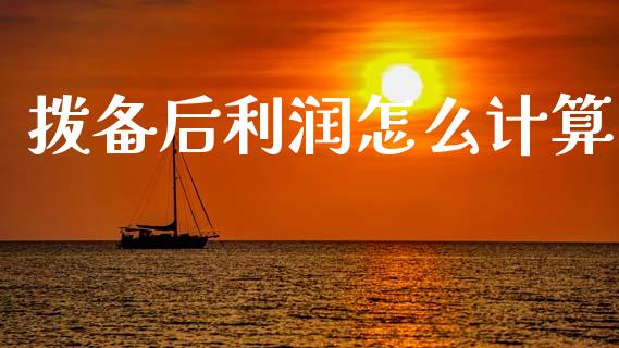 拨备后利润怎么计算_https://www.fcdydaikuan.com_黄金期货直播_第1张