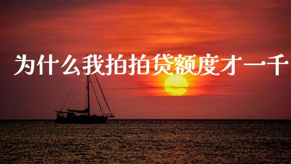 为什么我拍拍贷额度才一千_https://www.fcdydaikuan.com_黄金期货直播_第1张