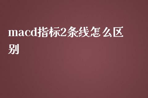 macd指标2条线怎么区别_https://www.fcdydaikuan.com_恒生指数直播室_第1张