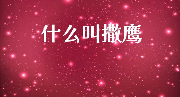 什么叫撒鹰_https://www.fcdydaikuan.com_德指期货直播_第1张