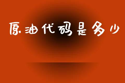 原油代码是多少_https://www.fcdydaikuan.com_恒生指数直播室_第1张