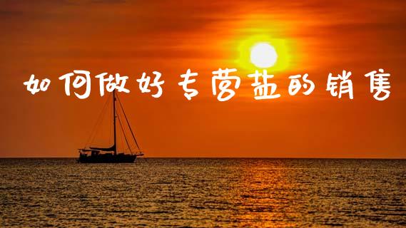 如何做好专营盐的销售_https://www.fcdydaikuan.com_德指期货直播_第1张