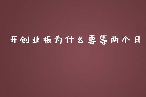开创业板为什么要等两个月_https://www.fcdydaikuan.com_德指期货直播_第1张
