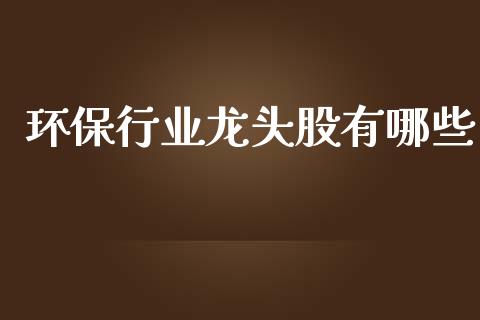 环保行业龙头股有哪些_https://www.fcdydaikuan.com_恒生指数直播室_第1张