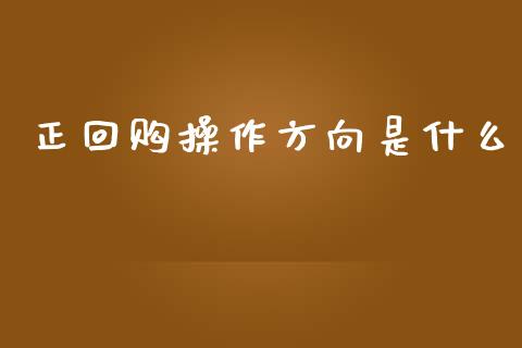 正回购操作方向是什么_https://www.fcdydaikuan.com_德指期货直播_第1张