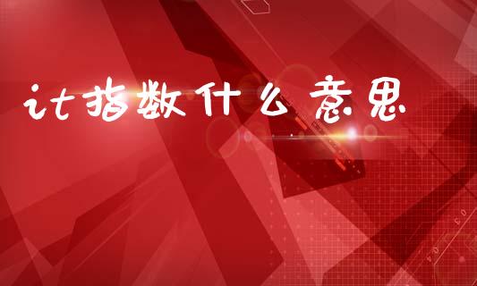 it指数什么意思_https://www.fcdydaikuan.com_恒指期货直播_第1张