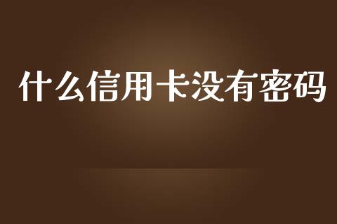 什么信用卡没有密码_https://www.fcdydaikuan.com_德指期货直播_第1张