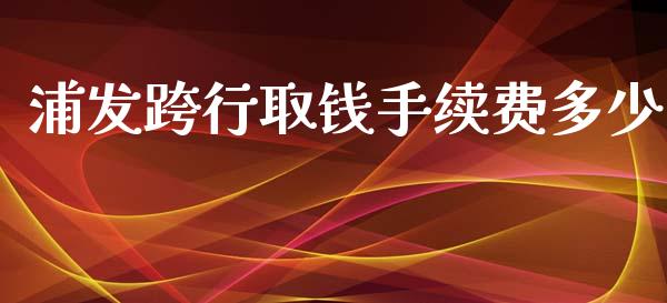 浦发跨行取钱手续费多少_https://www.fcdydaikuan.com_恒指期货直播_第1张
