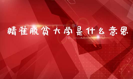 精准脱贫大学是什么意思_https://www.fcdydaikuan.com_德指期货直播_第1张
