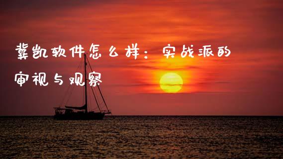 冀凯软件怎么样：实战派的审视与观察_https://www.fcdydaikuan.com_恒指期货直播_第1张