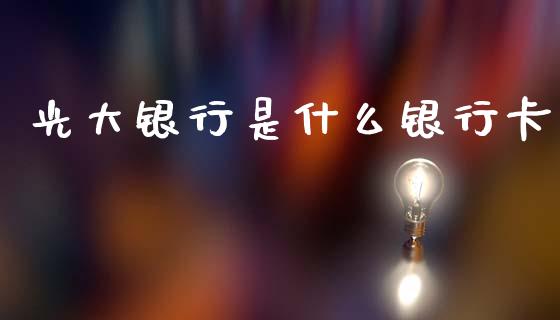 光大银行是什么银行卡_https://www.fcdydaikuan.com_德指期货直播_第1张