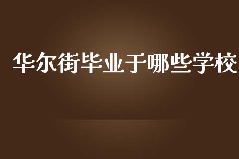 华尔街毕业于哪些学校_https://www.fcdydaikuan.com_恒指期货直播_第1张