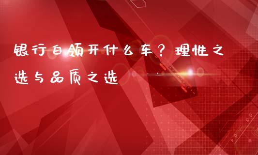 银行白领开什么车？理性之选与品质之选_https://www.fcdydaikuan.com_恒指期货直播_第1张