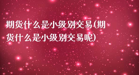 期货什么是小级别交易(期货什么是小级别交易呢)_https://www.fcdydaikuan.com_恒生指数直播室_第1张
