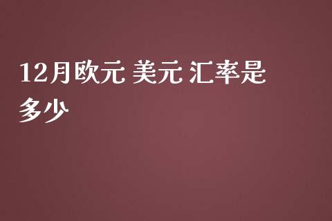 12月欧元 美元 汇率是多少_https://www.fcdydaikuan.com_德指期货直播_第1张