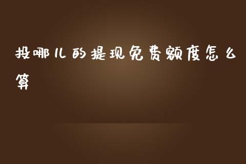 投哪儿的提现免费额度怎么算_https://www.fcdydaikuan.com_德指期货直播_第1张