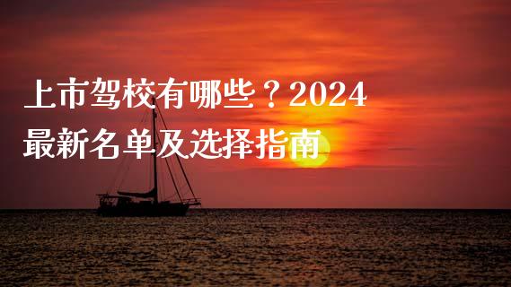 上市驾校有哪些？2024最新名单及选择指南_https://www.fcdydaikuan.com_德指期货直播_第1张