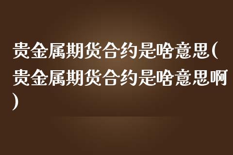 贵金属期货合约是啥意思(贵金属期货合约是啥意思啊)_https://www.fcdydaikuan.com_黄金期货直播_第1张