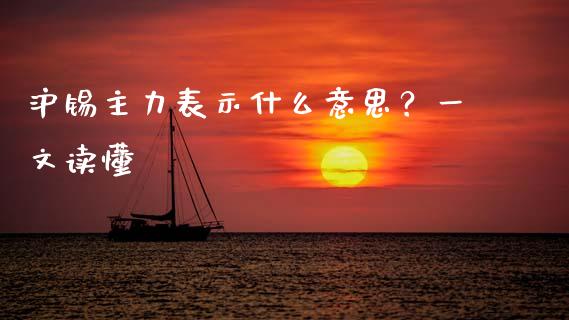 沪锡主力表示什么意思？一文读懂_https://www.fcdydaikuan.com_恒指期货直播_第1张