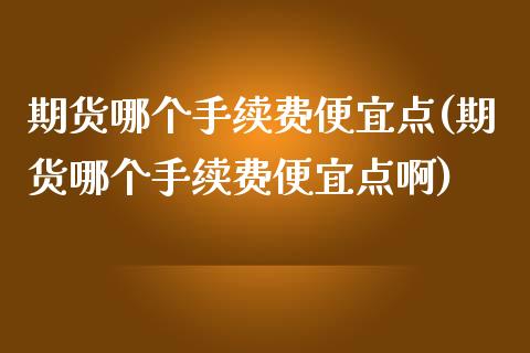 期货哪个手续费便宜点(期货哪个手续费便宜点啊)_https://www.fcdydaikuan.com_恒生指数直播室_第1张
