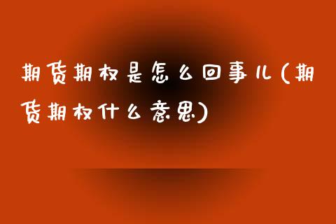 期货期权是怎么回事儿(期货期权什么意思)_https://www.fcdydaikuan.com_恒指期货直播_第1张