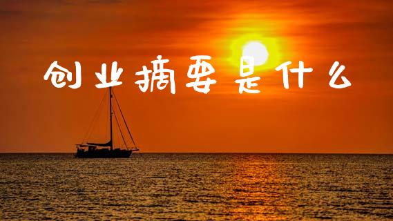 创业摘要是什么_https://www.fcdydaikuan.com_黄金期货直播_第1张