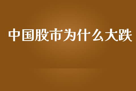 中国股市为什么大跌_https://www.fcdydaikuan.com_德指期货直播_第1张