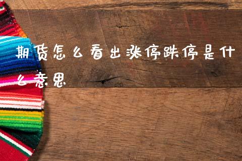 期货怎么看出涨停跌停是什么意思_https://www.fcdydaikuan.com_恒指期货直播_第1张