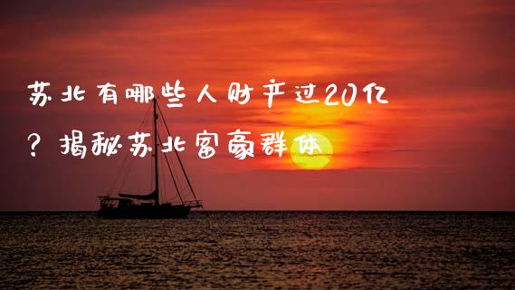 苏北有哪些人财产过20亿？揭秘苏北富豪群体_https://www.fcdydaikuan.com_德指期货直播_第1张