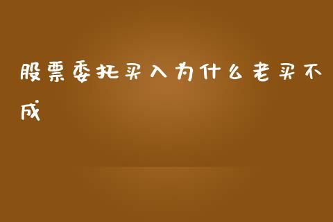 股票委托买入为什么老买不成_https://www.fcdydaikuan.com_恒指期货直播_第1张