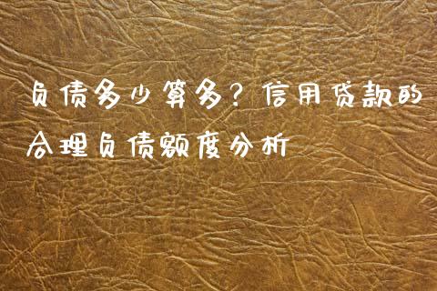 负债多少算多？信用贷款的合理负债额度分析_https://www.fcdydaikuan.com_黄金期货直播_第1张